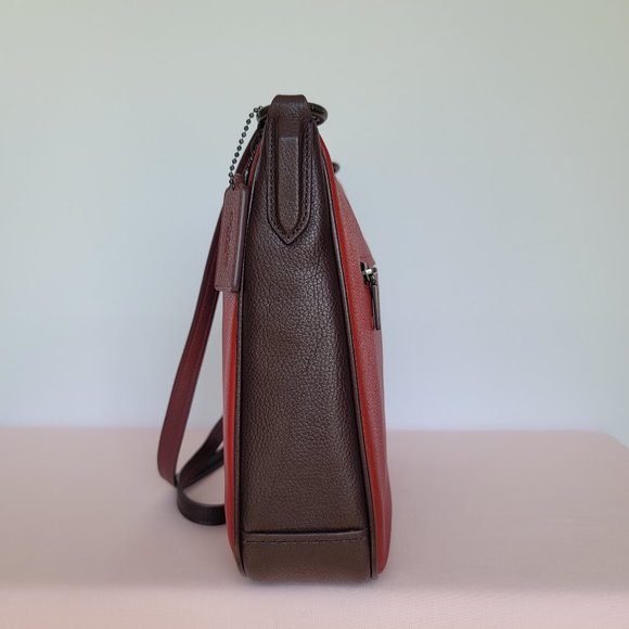 COACH Chaise Colorblock Pebbled Leather Crossbody-Brick Red Multi ⭐ - Picture 11 of 16